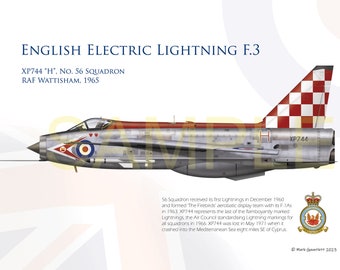 English Electric Lightning F.3 Aircraft Profile Artwork A4 Print