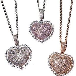 925 Tripple Iced Heart Necklace