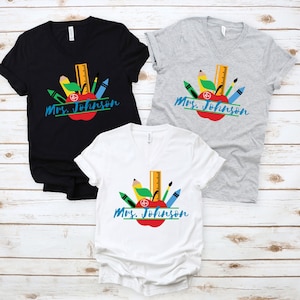 Custom Teacher V Neck Shirt Back to School Shirt Teacher Team Shirt Personalized School Shirt Custom Teacher Shirt Teacher Appreciation Tee