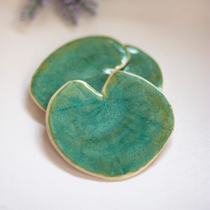 Ceramic Lilypad Coasters Made With Stoneware Clay, Nature Inspired Handcrafted Waterlily Coaster, Handmade Water Lily Leaf. MADE TO ORDER