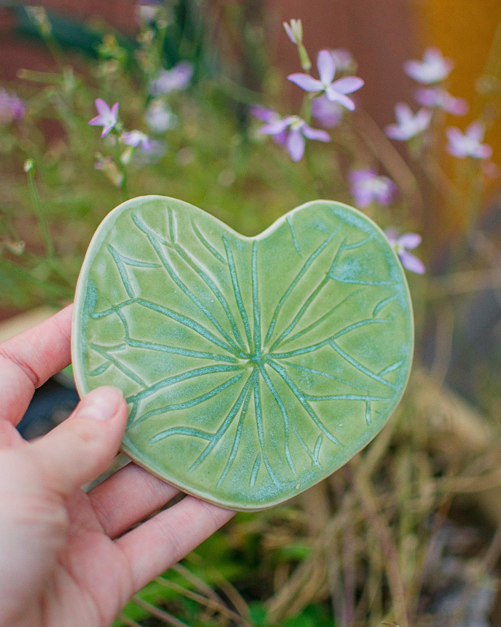 Ceramic Lilypad Coaster Made With Stoneware Clay, Nature Inspired