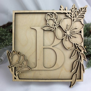 Ideal Nursery or Door sign Floral Letters (15cm Square)