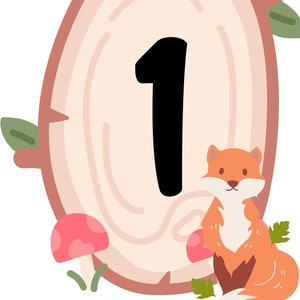 Printable Woodland Creature Table Numbers Baby-Dusche Tischnummern Kleinkind Zählen Flash-Karten Waldkreatur Zahlenkarten