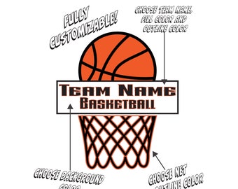 Custom Basketball Png, Custom Basketball Design, Fully customizable With Your Team Colors and Team Name
