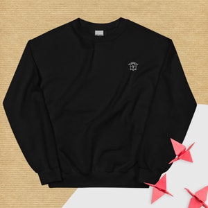 Origami Turtle Sweatshirt | Premium Embroidered Crewneck | Minimalist Unisex Long Sleeve Sweater | Gender Neutral Embroidery Clothing