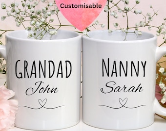 Personalized Grandparent Mug Set: Nanny and Grandad Gift