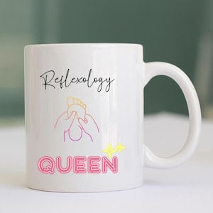 Personalised reflexology coffee mug, Reflexologist Gifts idea for a friend, Reflexology Queen Mug, thanks gift.