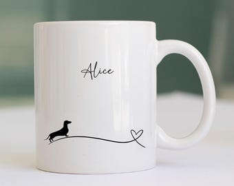 Personalized Dachshund Mug, Minimalist Dog Lover Gift