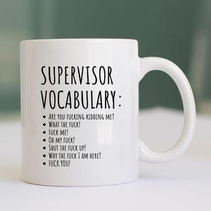 Personalised Gifts for manager, Rude funny sarcastic supervisor vocabulary Mug, Swearing Colleague  Workmate coworker christmas gift ideas