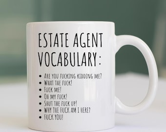 Personalized Estate Agent Mug: Funny Swearing Vocabulary Gift