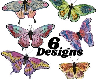 Butterflies machine embroidery design - pack of 6