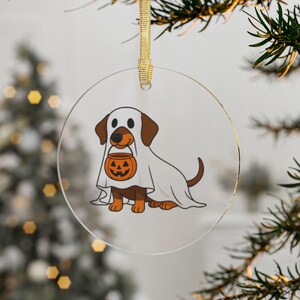 Ghost Dachshund Acrylic Ornament: Halloween Dog Lover Gift