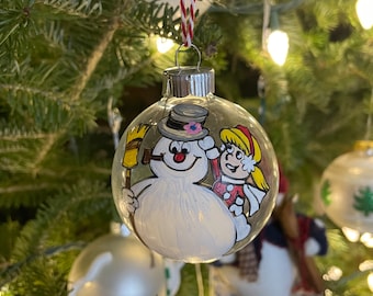 Hand Painted Frosty The Snowman and Karen Christmas Ornament
