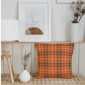 Autumn Plaid Square Pillow Cover, Fall Pillow Cover