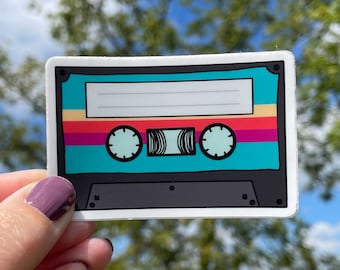 Retro Cassette Tape Sticker: 80s 90s Style, Waterproof Vinyl