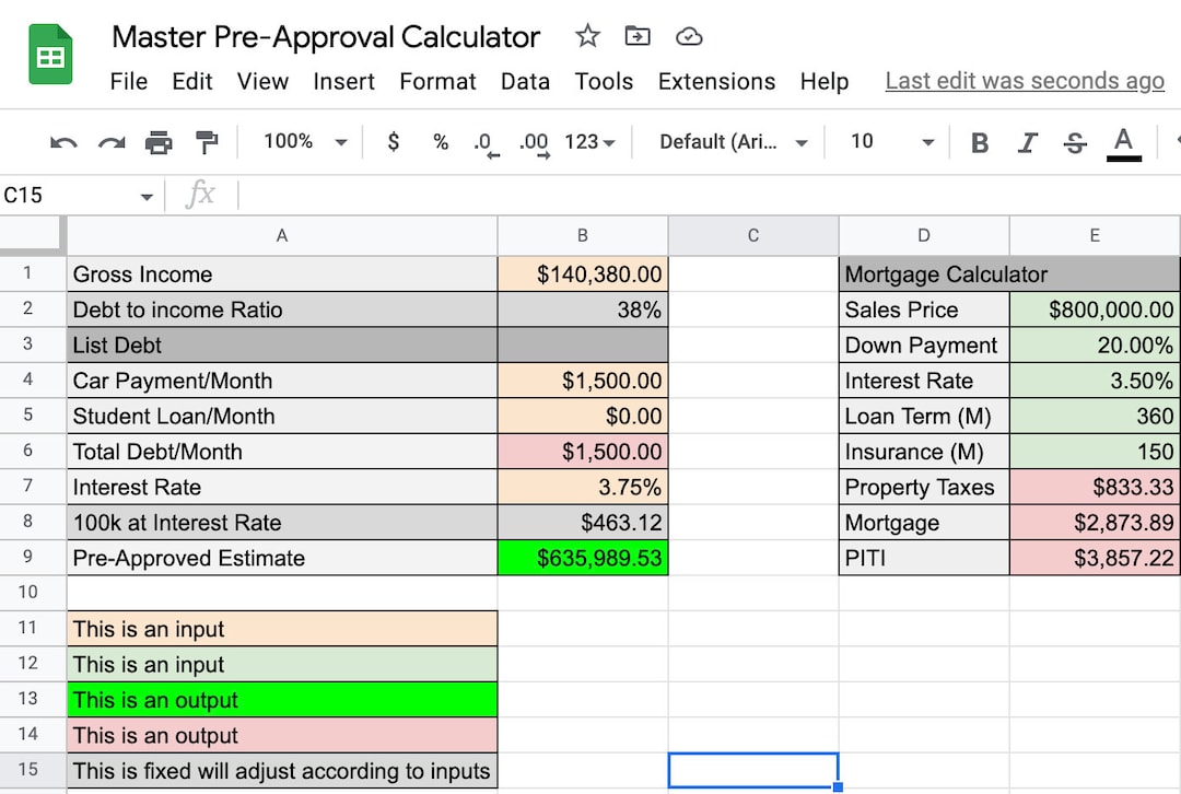 Preapproval and Mortgage Calculator Etsy