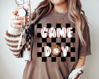 Baseball Game Day Checkered Shirt, Comfort Colors Tshirt, Baseball Mama Shirt, Family Shirts, Baseball Season, Gift For Baseball Lovers