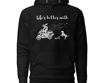 Sudadera Premium Hoodie - La vida es mejor con mi moto y mi perro