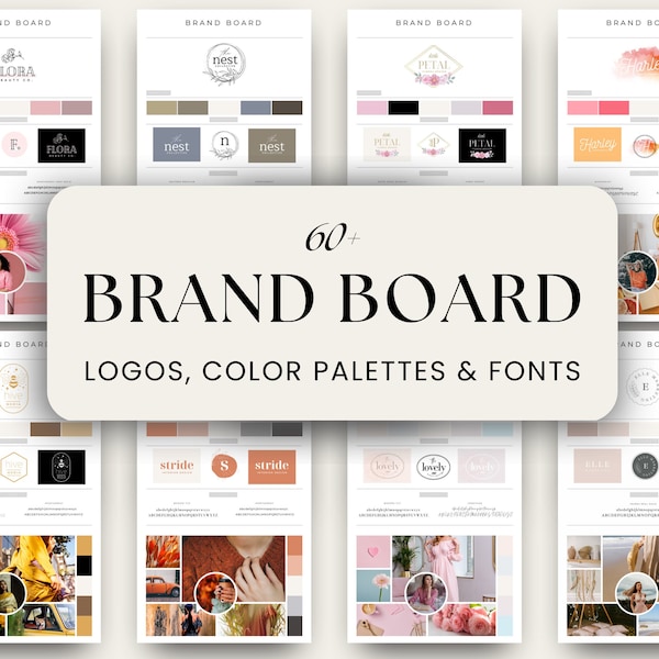 Branding Board-sjabloon, DIY Branding Kit, Business Branding Kit, DIY Logo-ontwerpen, Mood Board, bewerkbaar in Canva