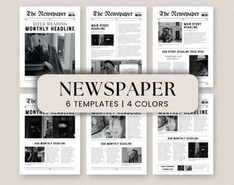 Business Newspaper Template, 6 Editable Newspaper Templates, Business Announcement Newspaper, Newspaper Canva Template, Commercial Use