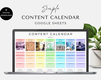 Social Media Content Calendar, Social Media Monthly Content Planner, Google Sheet Spreadsheets, Instagram, Youtube, TikTok, Facebook