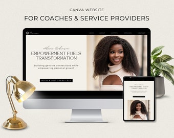 Coach Website, Canva Website Template for Coaches, Service based Business, One Page Website, For Coaching or Courses Website, Edit in Canva