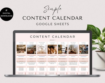 Social Media Content Calendar, Social Media Monthly Content Planner, Google Sheet Spreadsheets, Instagram, Youtube, TikTok, Facebook