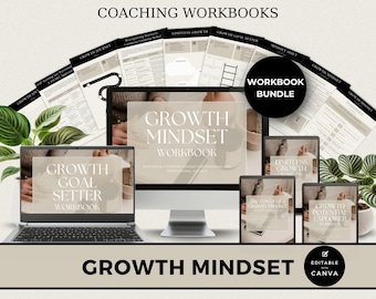 Growth Mindset, Life Coach Worksheets, Done For You, Growth Potential, Growth Journey, Business Coaching, Lead Magnet, Canva, Commercial Use