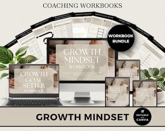 Mentalità di crescita, Fogli di lavoro per life coach, Fatto per te, Potenziale di crescita, Viaggio di crescita, Business Coaching, Lead Magnet, Canva, Uso commerciale