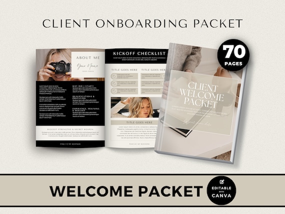 Client Welcome Packet Template, Virtual Assistant Welcome Pack, New Client Service Guide, Coaching Onboarding Canva Template, Commercial Use