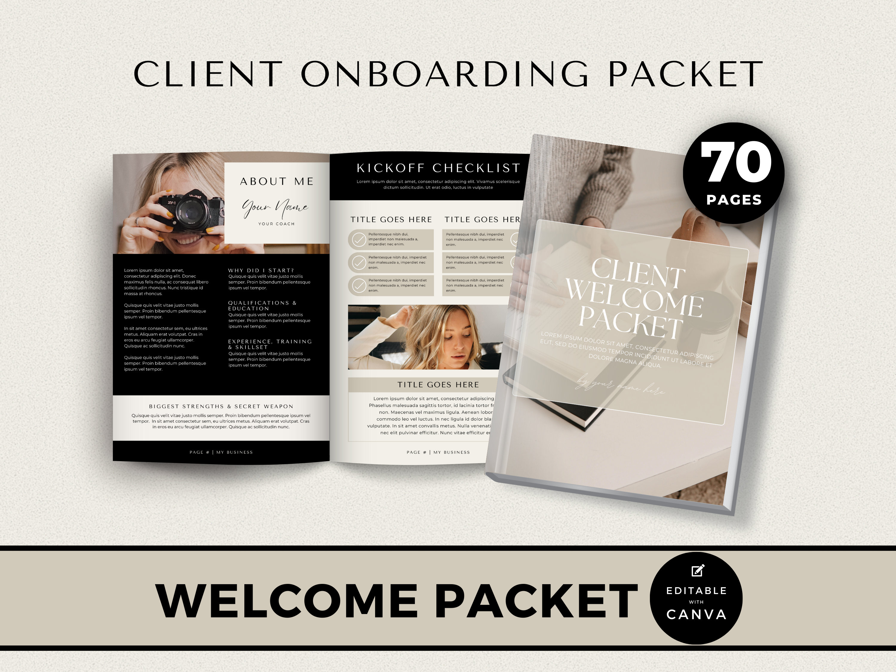 Client Welcome Packet Template, Virtual Assistant Welcome Pack, New Client Service Guide, Coaching Onboarding Canva Template, Commercial Use