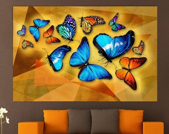 Butterfly Painting,Large Wall Art, Butterfly Wall Art, Modern Wall Art, Butterfly Canvas, Large Wall Art, Room Wall Art