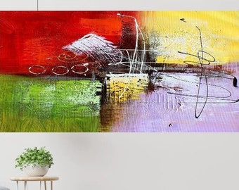 Multicolor Abstract Canvas Print, Bright Abstract Canvas Wall Art, Colorful Wall Decor I Ready to Hang