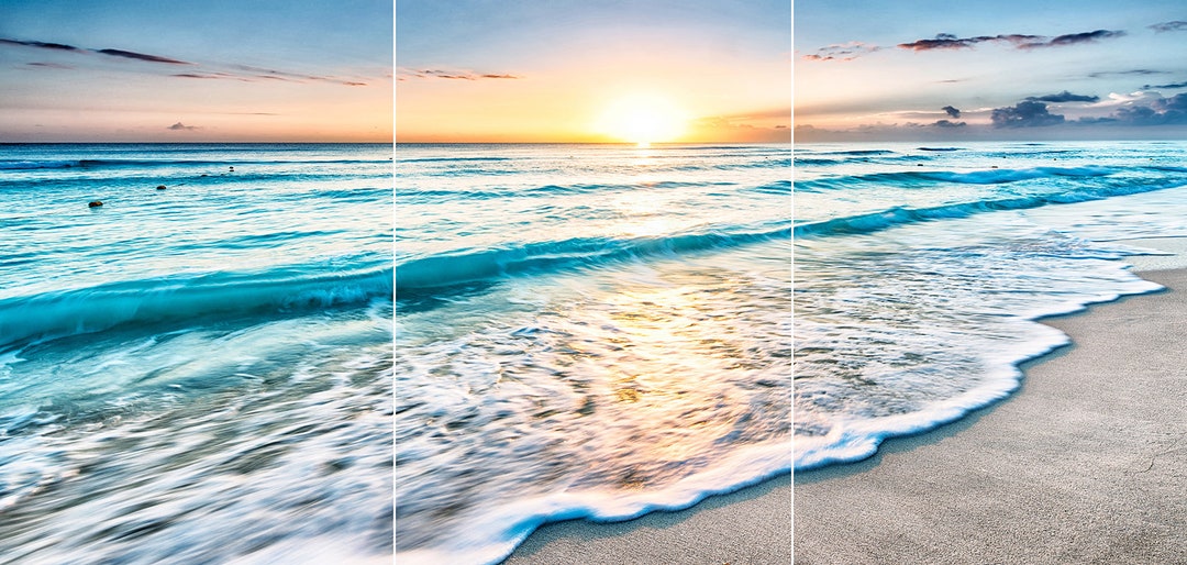 Canvas Wall Art Beach Waves Sunset Scenery Nature for Wall Decor for ...