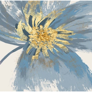3 Pcs Abstract White Flower Blossom Canvas Wall Art with Golden Accent for Home Decoration. Abstract Embossed with Special Texture Effect