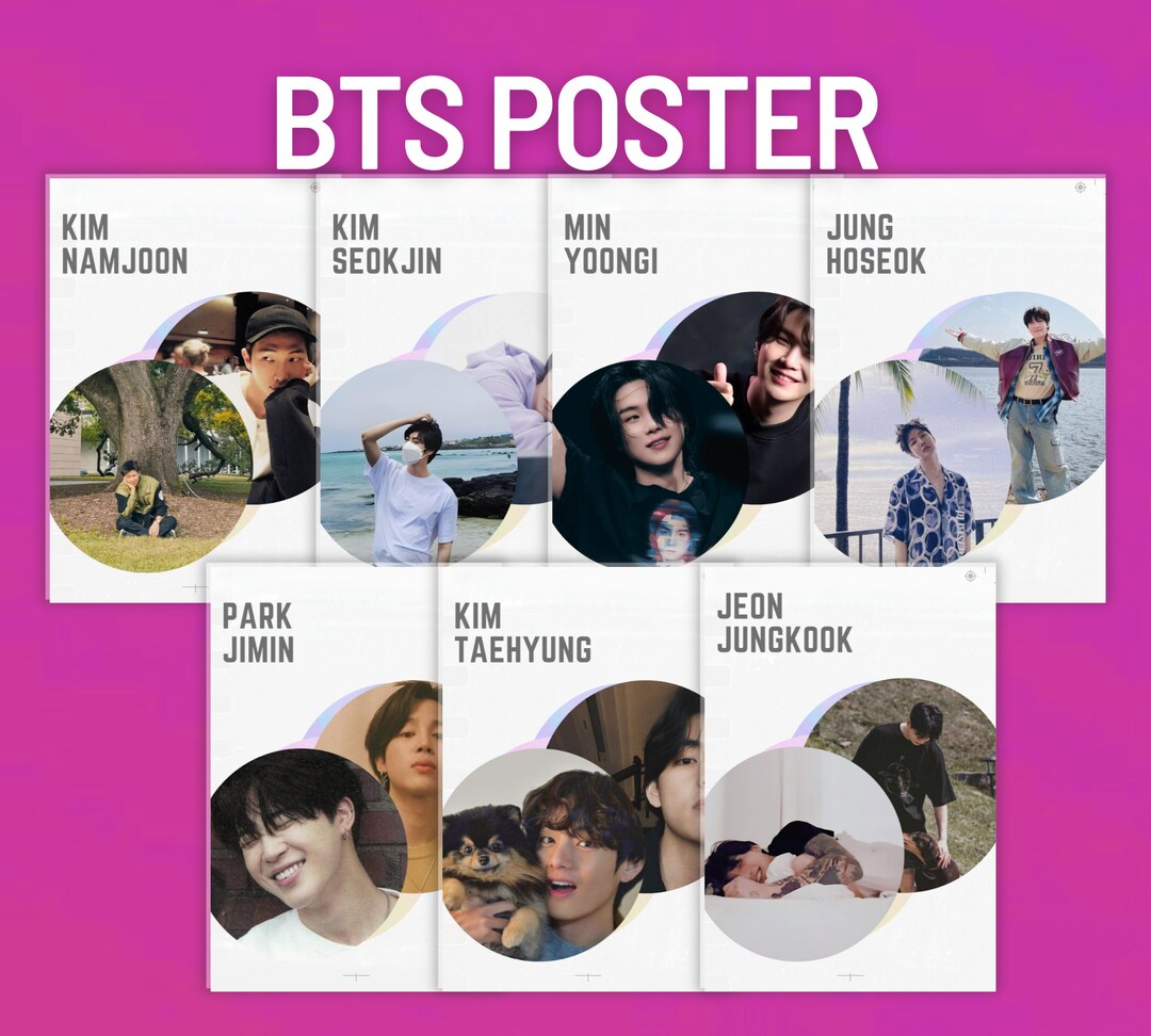 BTS Poster Set of 7 digital Download A4/A3, Aesthetic Bts Room Decor ...
