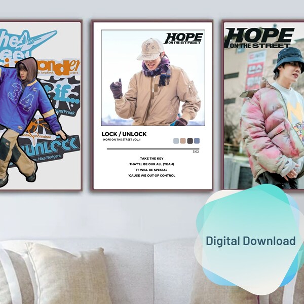 Hope on The Street, BTS Poster Set, JHope Album Inspired Poster, Documentary BTS, Wall Art Merch Kpop Fans, Gift for Her for Army, Printable