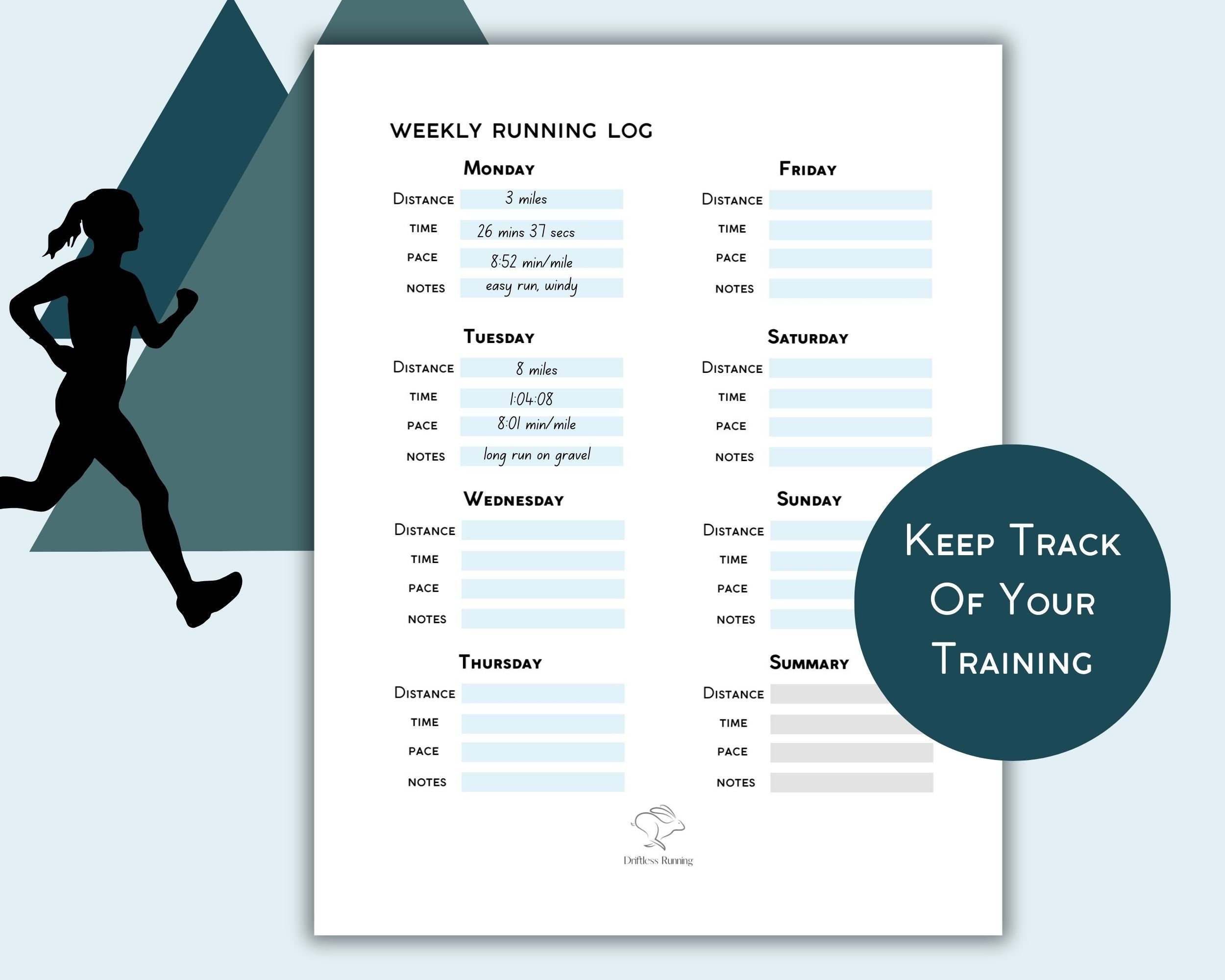 Printable Rweekly Running Log Weekly Running Log Printable, Minimalist Planner (digital Download) - Etsy