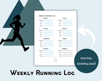 Weekly Running Log Printable, Minimalist Planner (Digital Download)