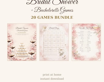 Bridal Shower Games Bundle, 20 Bachelorette Games Printable, Bridal Bingo Would She Rather Pictionary, Espresso Martini Theme
