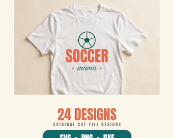24 Sports Mama SVG Bundle, Soccer Baseball Football Mom Cut Files, Game Day Shirt Designs PNG DXF