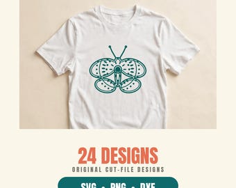24 Mandala Animals SVG Bundle, Zentangle Butterfly Cat Dog Owl Cut Files, Intricate PNG DXF Designs