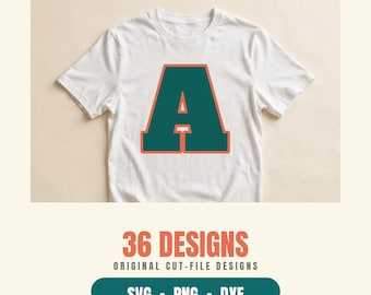 36 Varsity Alphabet SVG Bundle, Collegiate Letters Numbers Cut Files, Layered Sports Font for Shirts