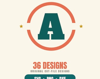 36 Split Monogram SVG Bundle, Split Letters and Numbers Cut Files, Personalized Name Frame DXF
