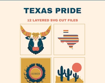 Texas Pride SVG Bundle, 12 Layered Texas Cut Files, Western SVG for Cricut, Texas State Shirt Design, Howdy Y'all SVG, Instant Download