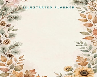 2027 Digital Planner Printable, Illustrated Yearly Planner PDF, Monthly Weekly Planner 2027, Goal Planner Habit Tracker, US Letter
