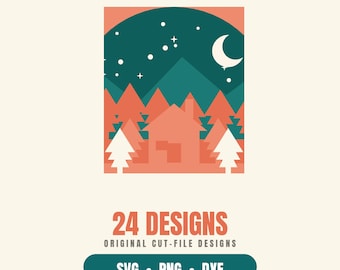 24 Layered Shadow Box SVG Bundle, 3D Paper Craft Cut Files, Layered Cardstock Scenes SVG DXF