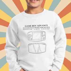 Gameboy Advance patent youth sweatshirt | Retro sweatshirt | Vintage Gaming Style sweatshirt | patent print sweatshirt | Gamer sweatshirt