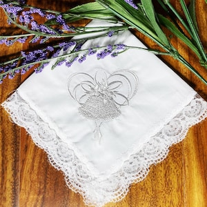 Bride Handkerchief, Embroidered Bride Handkerchief, Vintage Lace Handkerchief,Embroidered Wedding Handkerchief,Bridesmaid Handkerchief W608