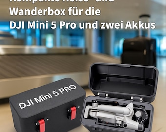 DJI Mini 5 Pro Transportbox aus ABS, schlagfest, Fuzzy-Skin Design, passgenau für Drohne mit Gimbalschutz + 2 Akkus